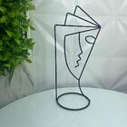 Escultura Artística Contorno Rosto Mulher Enfeite De Metal