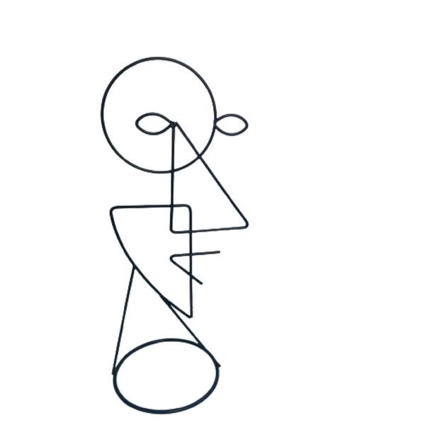 Escultura Artística Enfeite Rosto De Metal Moderno Aramado