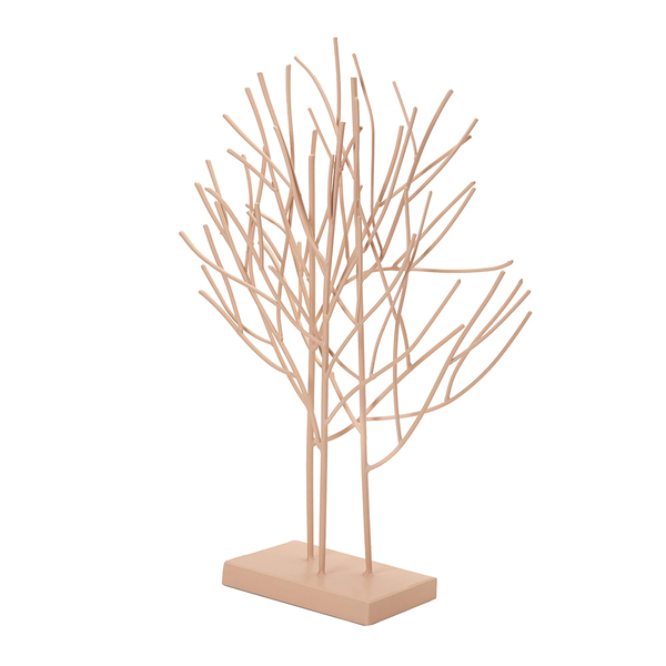 Escultura Árvore Rosé Em Metal 46x32,5cm