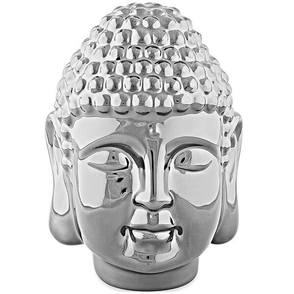 Escultura Buda Prata Em Ceramica Mart 12997