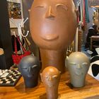 Escultura Cabeça Ceramica Cida Lima Pp Pe 15cm