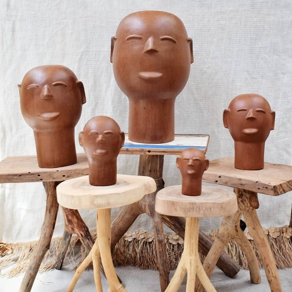 Escultura Cabeça Ceramica Cida Lima Pp Pe 15cm