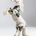 Escultura Cavalo Lapidado Em Rara Rocha Branca De Esmeralda