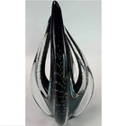 Escultura Cristal Murano 4 Pontas Grande Esmeralda C/ Preto S