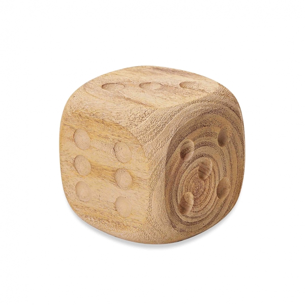 Escultura Dado Em Poliresina Madeira 10 Cm - Indo Decorar