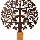 Escultura De Mesa Árvore Coruja No Toco - Marrom - 30 Cm