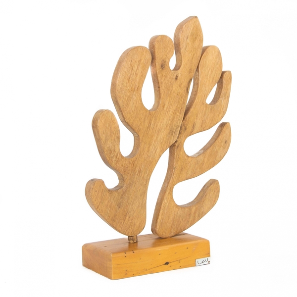 Escultura De Mesa Costela De Adão Em Madeira