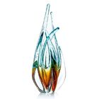 Escultura De Murano São Marcos - Cristal Azul Com Âmbar 33cm