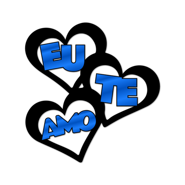 Escultura De Parede Decorativo Amor Coração Conjunto Azul 50x