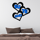 Escultura De Parede Decorativo Amor Coração Conjunto Azul 50x
