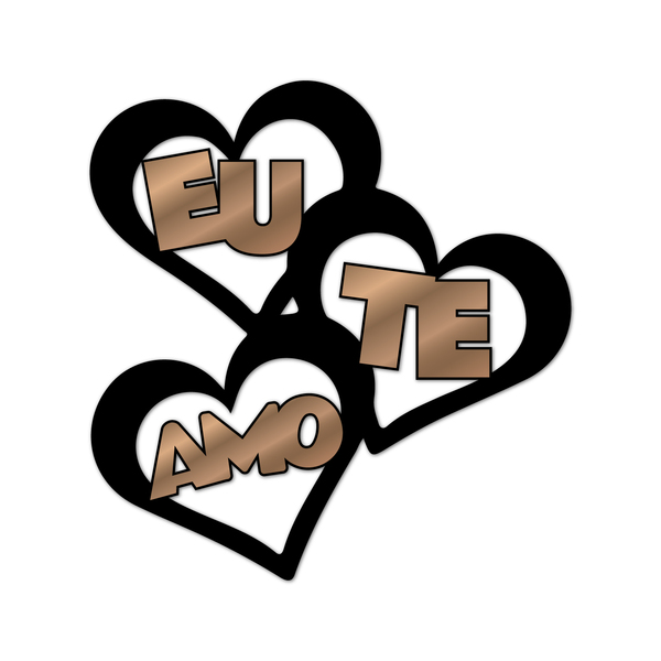 Escultura De Parede Decorativo Amor Coração Conjunto Bronze 6