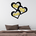 Escultura De Parede Decorativo Amor Coração Conjunto Dourado