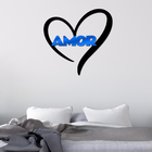 Escultura De Parede Decorativo Amor Coração Mdf 6mm Azul 40x3