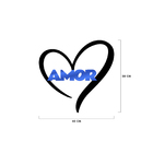 Escultura De Parede Decorativo Amor Coração Mdf 6mm Azul 40x3