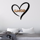 Escultura De Parede Decorativo Amor Coração Mdf 6mm Bronze 40