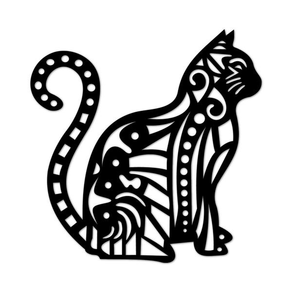 Escultura De Parede Decorativo Animal Gato Mdf 6mm 60x59cm