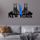 Escultura De Parede Decorativo Cidade New York Azul 60x36cm