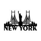 Escultura De Parede Decorativo Cidade New York Preto 50x30cm