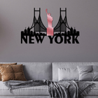 Escultura De Parede Decorativo Cidade New York Rose 60x36cm