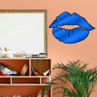 Escultura De Parede Decorativo Makeup Boca Mdf 6mm Azul 60x41