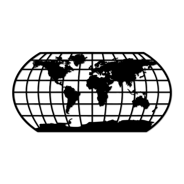 Escultura De Parede Decorativo Mapa Mundi Mdf 6mm 60x30cm