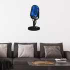 Escultura De Parede Decorativo Microfone Clássico  Azul 50x23