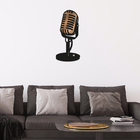 Escultura De Parede Decorativo Microfone Clássico Bronze 60x2