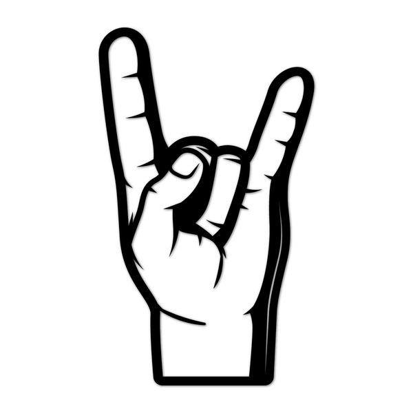 Escultura De Parede Decorativo Musica Mão Rock 60x36cm