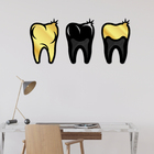 Escultura De Parede Decorativo Profissão Dentista Dourado 60x