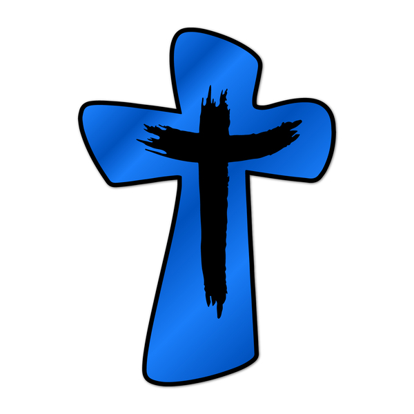 Escultura De Parede Decorativo Religião Cruz Azul 50x35cm