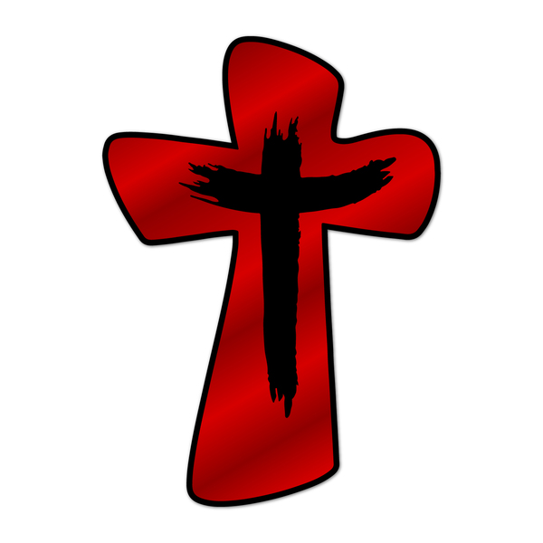 Escultura De Parede Decorativo Religião Cruz Vermelho 60x43cm