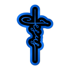 Escultura De Parede Decorativo Religião Jesus 50x29cm Azul 50