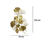 Escultura De Parede Folhas Douradas Metalicas