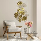 Escultura De Parede Folhas Douradas Metalicas