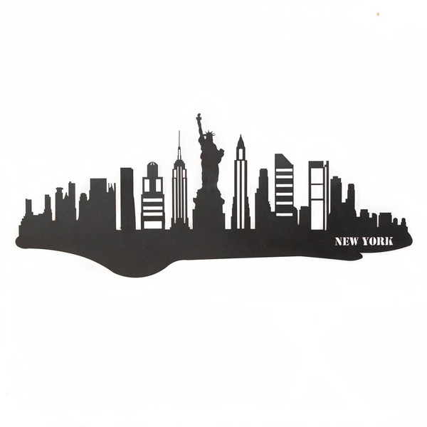 Escultura De Parede Skyline Nova York - Marrom