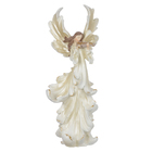 Escultura Decorativa Anjo Natalino Em Resina Branco E Bege 36