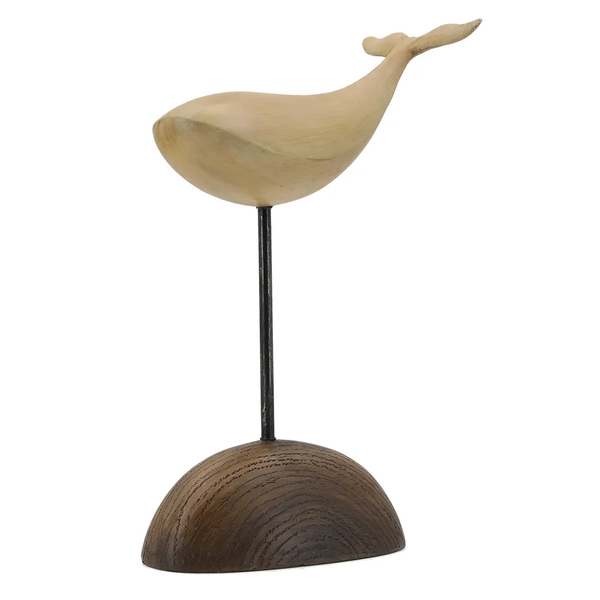 Escultura Decorativa Baleia Em Resina Estilo Madeira 30cm Ss0