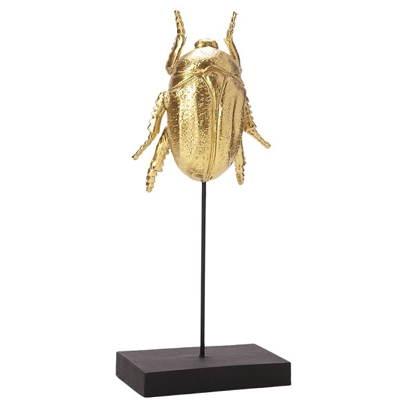 Escultura Decorativa Besouro Dourado 28cm Mart