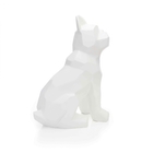 Escultura Decorativa Cachorro Em Resina Branco Mate 26 Cm - I