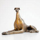 Escultura Decorativa Cachorro Em Resina Dourada 33cm Na0807 B