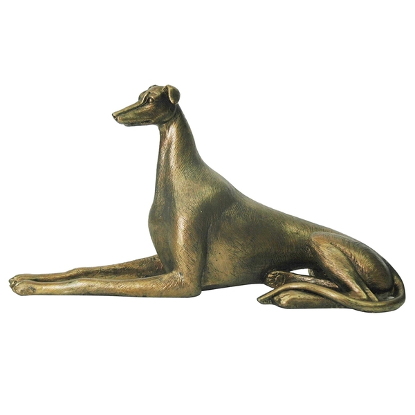 Escultura Decorativa Cachorro Em Resina Dourada 33cm Na0807 B