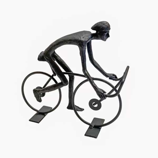 Escultura Decorativa Ciclista Em Resina Preto 13cm Na0899 Btc