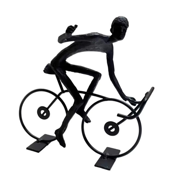 Escultura Decorativa Ciclista Em Resina Preto 15cm Na0900 Btc