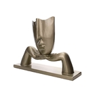 Escultura Decorativa Com Base Descanso Ouro Velho Fosco 23x30
