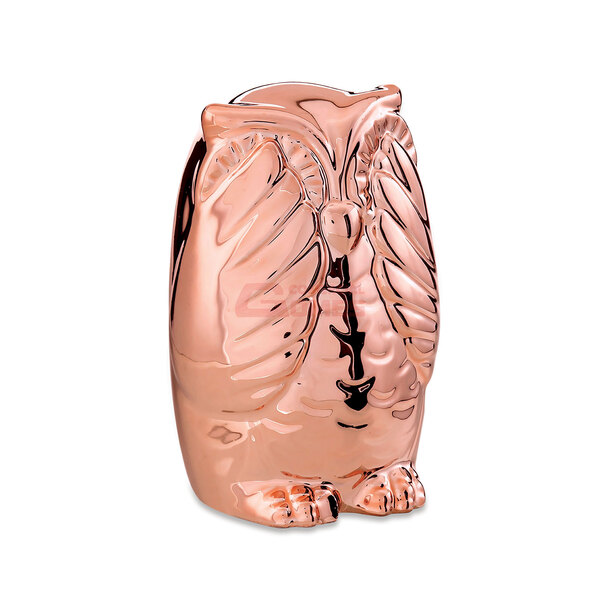 Escultura Decorativa Coruja Sábia Rose Gold Em Cerâmica 8 5cm