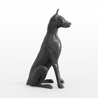 Escultura Decorativa Doberman Em Resina Maciça Preto Fosco -