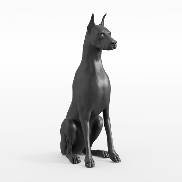 Escultura Decorativa Doberman Em Resina Maciça Preto Fosco -