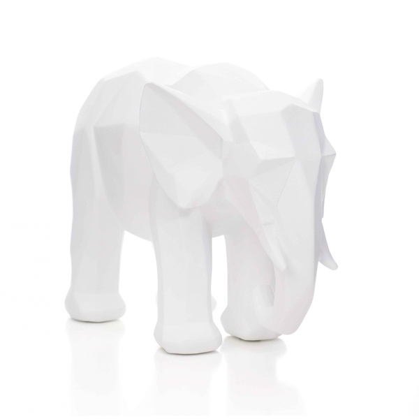 Escultura Decorativa Elefante Em Poliresina Branco 15x20x9 Cm