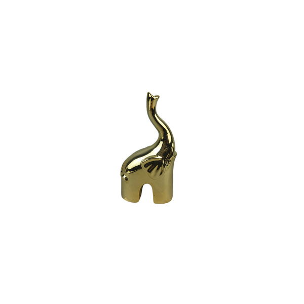 Escultura Decorativa Elefante Em Resina Dourado 14cm Dn0150 B