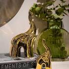 Escultura Decorativa Elefante Em Resina Dourado 14cm Dn0150 B